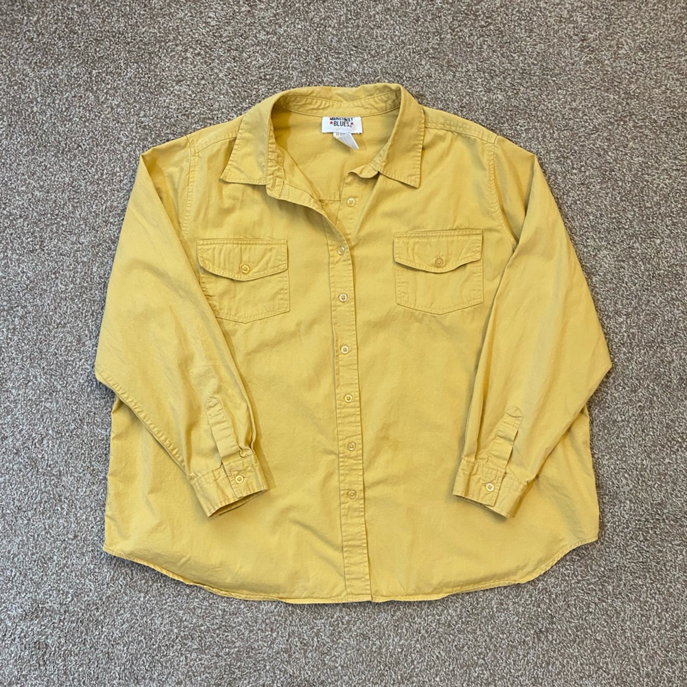 Unisex Cotton Yellow Button Down Shirt
